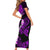 Hawaii Maui Short Sleeve Bodycon Dress Polynesian Fish Hook Hibiscus Purple Version LT05 - Polynesian Pride