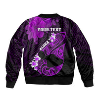 Personalized Hawaii Maui Bomber Jacket Polynesian Fish Hook Hibiscus Purple Version LT05 - Polynesian Pride