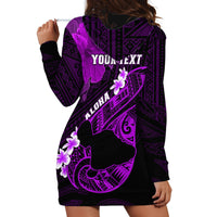 Personalized Hawaii Maui Hoodie Dress Polynesian Fish Hook Hibiscus Purple Version LT05 - Polynesian Pride