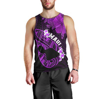 Personalized Hawaii Maui Men Tank Top Polynesian Fish Hook Hibiscus Purple Version LT05 - Polynesian Pride