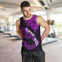Personalized Hawaii Maui Men Tank Top Polynesian Fish Hook Hibiscus Purple Version LT05 - Polynesian Pride