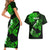 Hawaii Maui Couples Matching Short Sleeve Bodycon Dress and Hawaiian Shirt Polynesian Fish Hook Hibiscus Green Version LT05 - Polynesian Pride