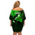 Hawaii Maui Off Shoulder Short Dress Polynesian Fish Hook Hibiscus Green Version LT05 - Polynesian Pride