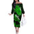 Hawaii Maui Off The Shoulder Long Sleeve Dress Polynesian Fish Hook Hibiscus Green Version LT05 Women Green - Polynesian Pride