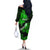 Hawaii Maui Off The Shoulder Long Sleeve Dress Polynesian Fish Hook Hibiscus Green Version LT05 - Polynesian Pride