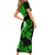 Hawaii Maui Short Sleeve Bodycon Dress Polynesian Fish Hook Hibiscus Green Version LT05 - Polynesian Pride