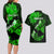 Personalized Hawaii Maui Couples Matching Long Sleeve Bodycon Dress and Hawaiian Shirt Polynesian Fish Hook Hibiscus Green Version LT05 - Polynesian Pride