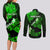 Personalized Hawaii Maui Couples Matching Long Sleeve Bodycon Dress and Long Sleeve Button Shirts Polynesian Fish Hook Hibiscus Green Version LT05 - Polynesian Pride