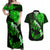 Personalized Hawaii Maui Couples Matching Off Shoulder Maxi Dress and Hawaiian Shirt Polynesian Fish Hook Hibiscus Green Version LT05 Green - Polynesian Pride