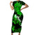 Personalized Hawaii Maui Short Sleeve Bodycon Dress Polynesian Fish Hook Hibiscus Green Version LT05 Long Dress Green - Polynesian Pride