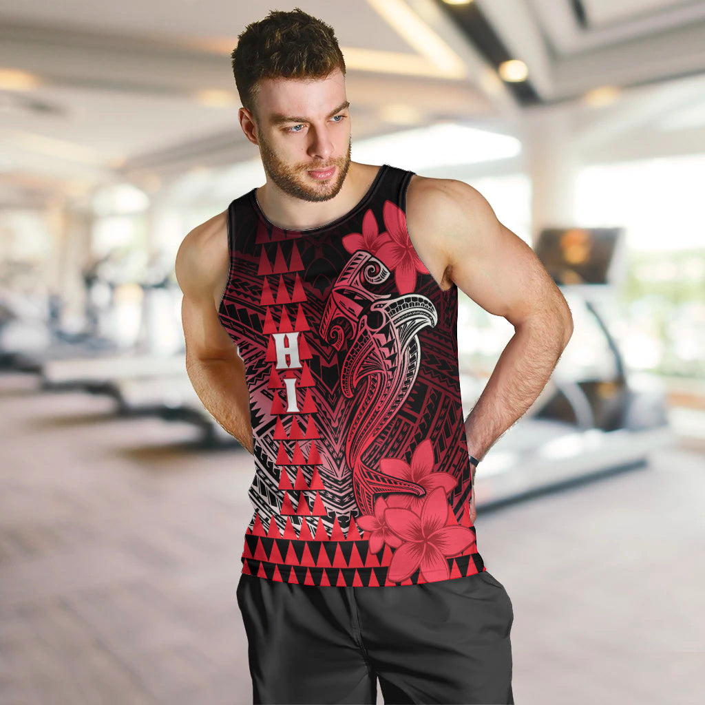 Personalized Hawaii Men Tank Top Hammerhead Shark Kakau Polynesian Tribal Red LT05 - Polynesian Pride