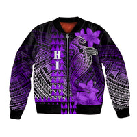 Personalized Hawaii Bomber Jacket Hammerhead Shark Kakau Polynesian Tribal Purple LT05 Unisex Purple - Polynesian Pride