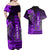 Personalized Hawaii Couples Matching Off Shoulder Maxi Dress and Hawaiian Shirt Hammerhead Shark Kakau Polynesian Tribal Purple LT05 - Polynesian Pride