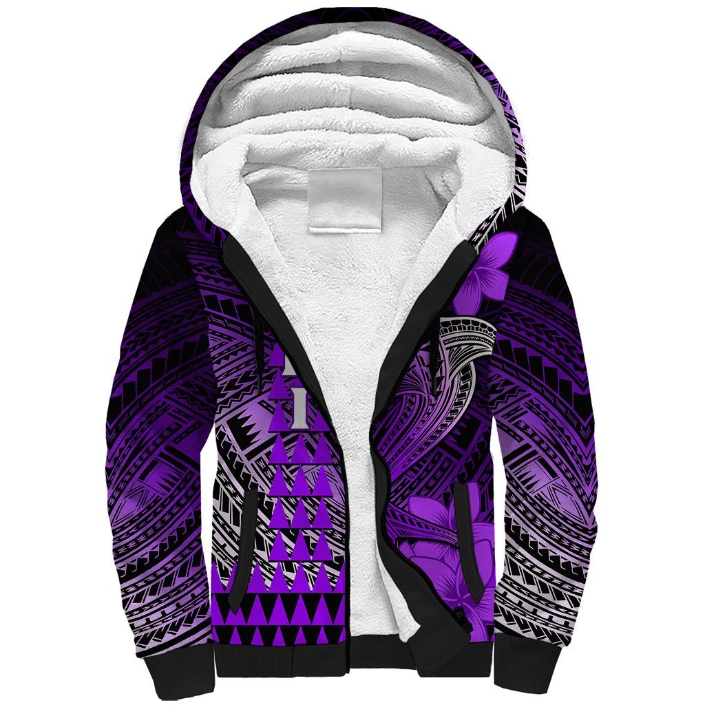 Personalized Hawaii Sherpa Hoodie Hammerhead Shark Kakau Polynesian Tribal Purple LT05 Unisex Purple - Polynesian Pride