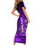 Personalized Hawaii Short Sleeve Bodycon Dress Hammerhead Shark Kakau Polynesian Tribal Purple LT05 - Polynesian Pride