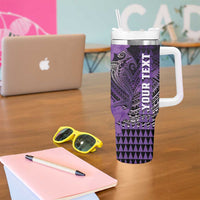 Personalized Hawaii Tumbler With Handle Hammerhead Shark Kakau Polynesian Tribal Purple LT05 - Polynesian Pride