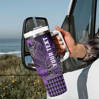 Personalized Hawaii Tumbler With Handle Hammerhead Shark Kakau Polynesian Tribal Purple LT05 - Polynesian Pride