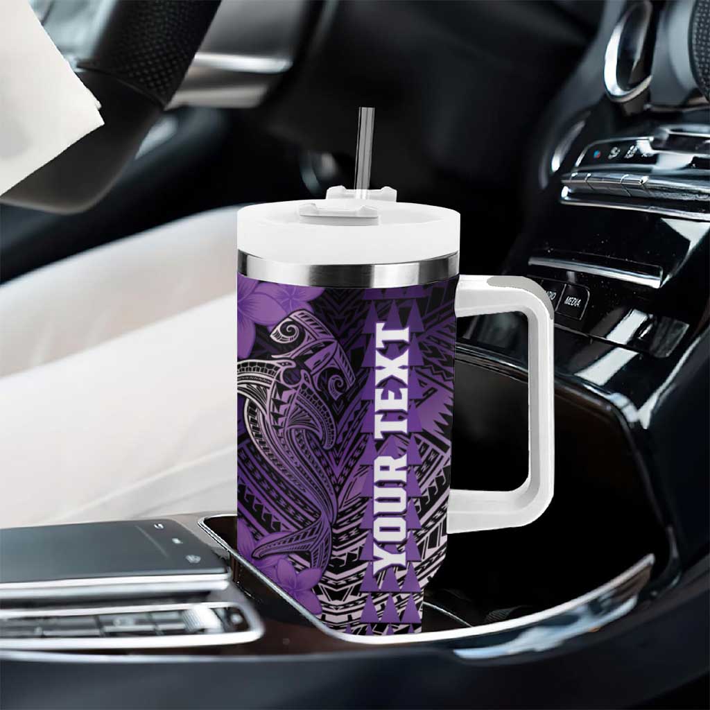 Personalized Hawaii Tumbler With Handle Hammerhead Shark Kakau Polynesian Tribal Purple LT05 - Polynesian Pride