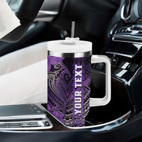 Personalized Hawaii Tumbler With Handle Hammerhead Shark Kakau Polynesian Tribal Purple LT05 - Polynesian Pride