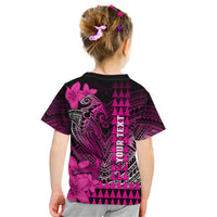 Personalized Hawaii Kid T Shirt Hammerhead Shark Kakau Polynesian Tribal Pink LT05 - Polynesian Pride