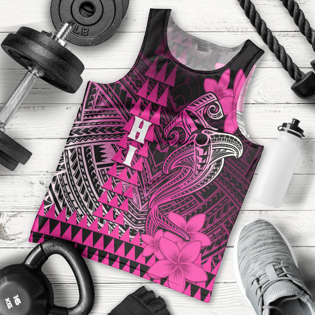Personalized Hawaii Men Tank Top Hammerhead Shark Kakau Polynesian Tribal Pink LT05 Pink - Polynesian Pride