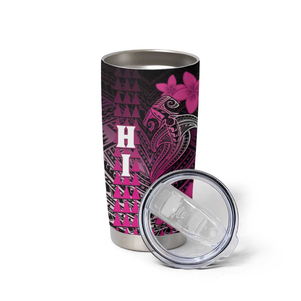 Personalized Hawaii Tumbler Cup Hammerhead Shark Kakau Polynesian Tribal Pink LT05 - Polynesian Pride