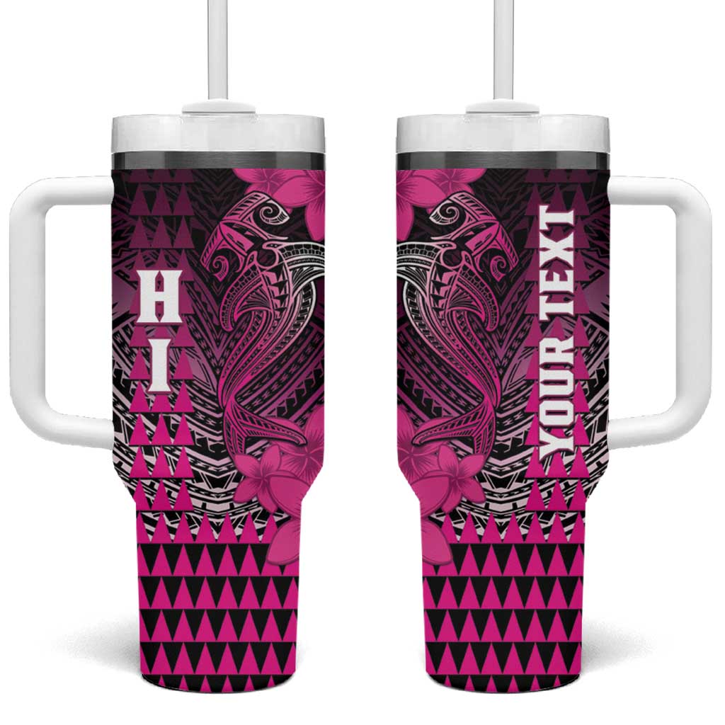 Personalized Hawaii Tumbler With Handle Hammerhead Shark Kakau Polynesian Tribal Pink LT05 One Size: 40 oz Pink - Polynesian Pride