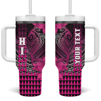Personalized Hawaii Tumbler With Handle Hammerhead Shark Kakau Polynesian Tribal Pink LT05 One Size: 40 oz Pink - Polynesian Pride