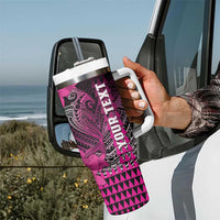 Personalized Hawaii Tumbler With Handle Hammerhead Shark Kakau Polynesian Tribal Pink LT05 - Polynesian Pride