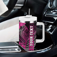 Personalized Hawaii Tumbler With Handle Hammerhead Shark Kakau Polynesian Tribal Pink LT05 - Polynesian Pride