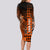 Personalized Hawaii Long Sleeve Bodycon Dress Hammerhead Shark Kakau Polynesian Tribal Orange LT05 - Polynesian Pride