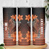 Personalized Hawaii Skinny Tumbler Hammerhead Shark Kakau Polynesian Tribal Orange LT05 - Polynesian Pride