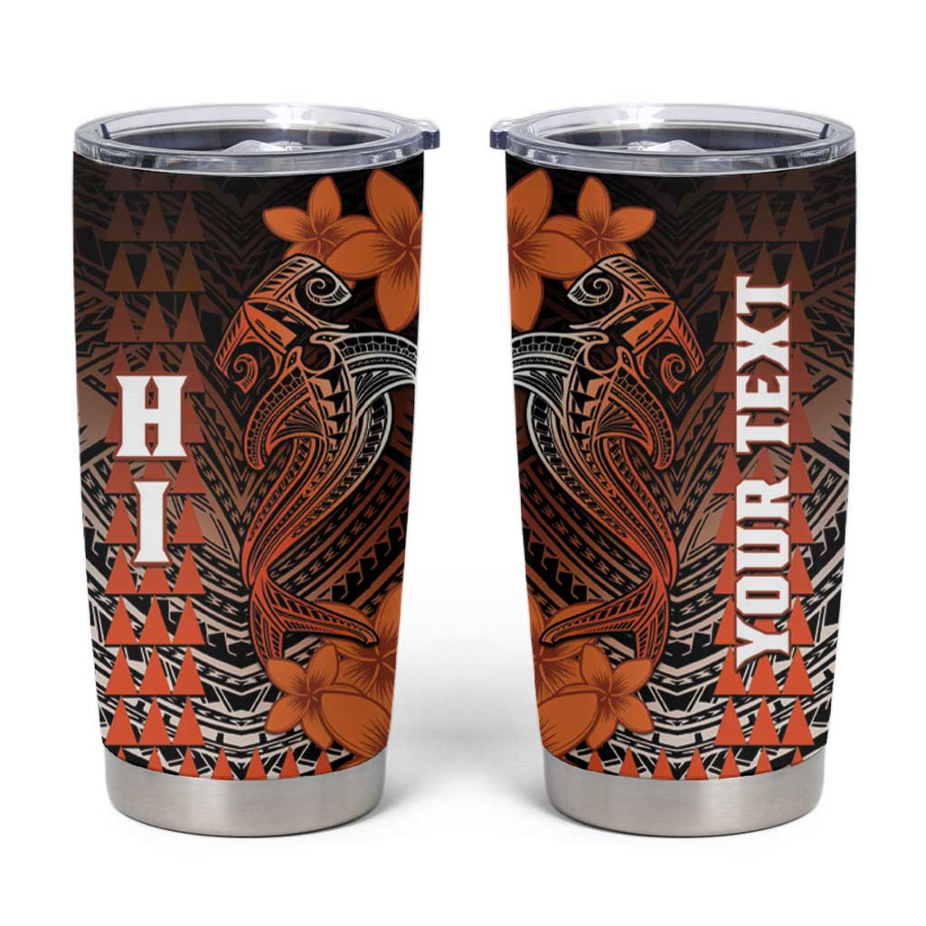 Personalized Hawaii Tumbler Cup Hammerhead Shark Kakau Polynesian Tribal Orange LT05 Orange - Polynesian Pride