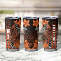 Personalized Hawaii Tumbler Cup Hammerhead Shark Kakau Polynesian Tribal Orange LT05 - Polynesian Pride