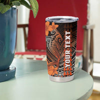 Personalized Hawaii Tumbler Cup Hammerhead Shark Kakau Polynesian Tribal Orange LT05 - Polynesian Pride