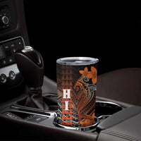 Personalized Hawaii Tumbler Cup Hammerhead Shark Kakau Polynesian Tribal Orange LT05 - Polynesian Pride