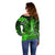 Personalized Hawaii Off Shoulder Sweater Hammerhead Shark Kakau Polynesian Tribal Green LT05 - Polynesian Pride