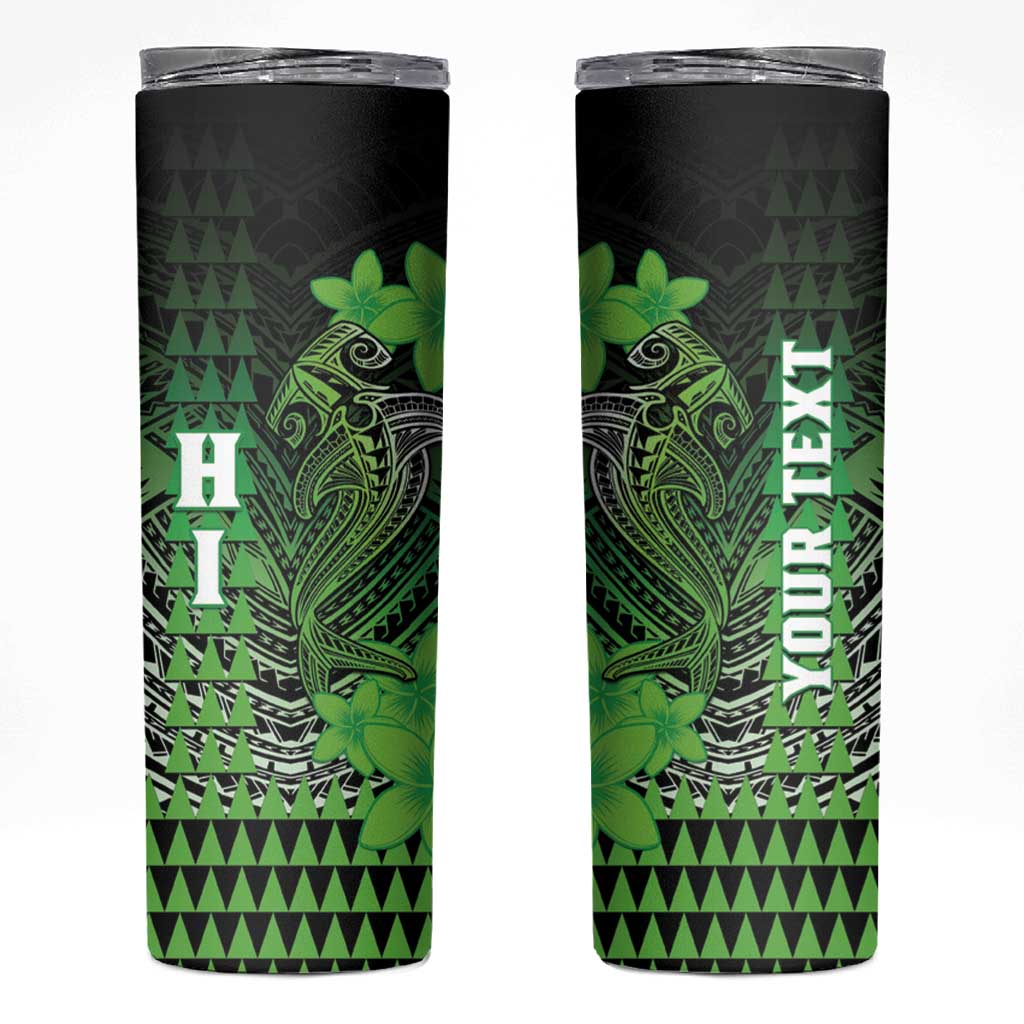 Personalized Hawaii Skinny Tumbler Hammerhead Shark Kakau Polynesian Tribal Green LT05 Green - Polynesian Pride