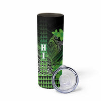 Personalized Hawaii Skinny Tumbler Hammerhead Shark Kakau Polynesian Tribal Green LT05 - Polynesian Pride