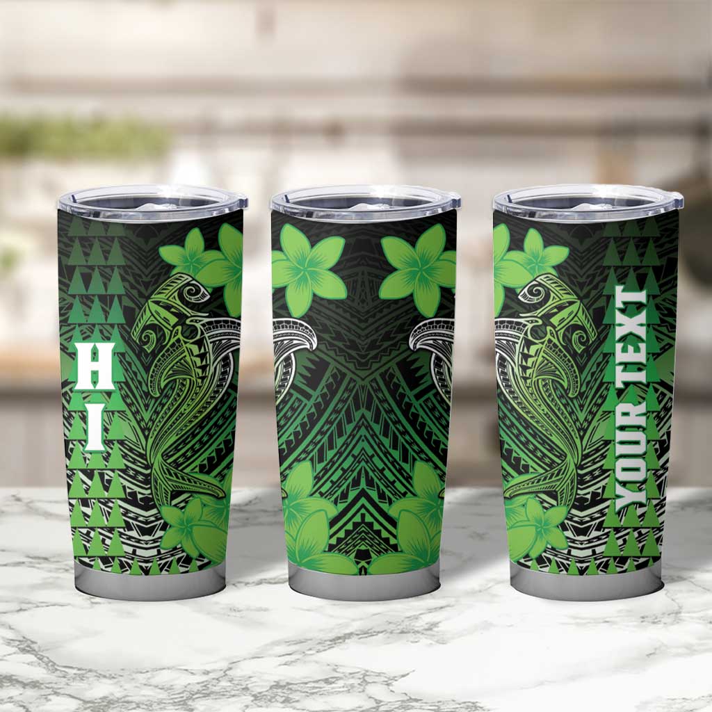 Personalized Hawaii Tumbler Cup Hammerhead Shark Kakau Polynesian Tribal Green LT05 - Polynesian Pride
