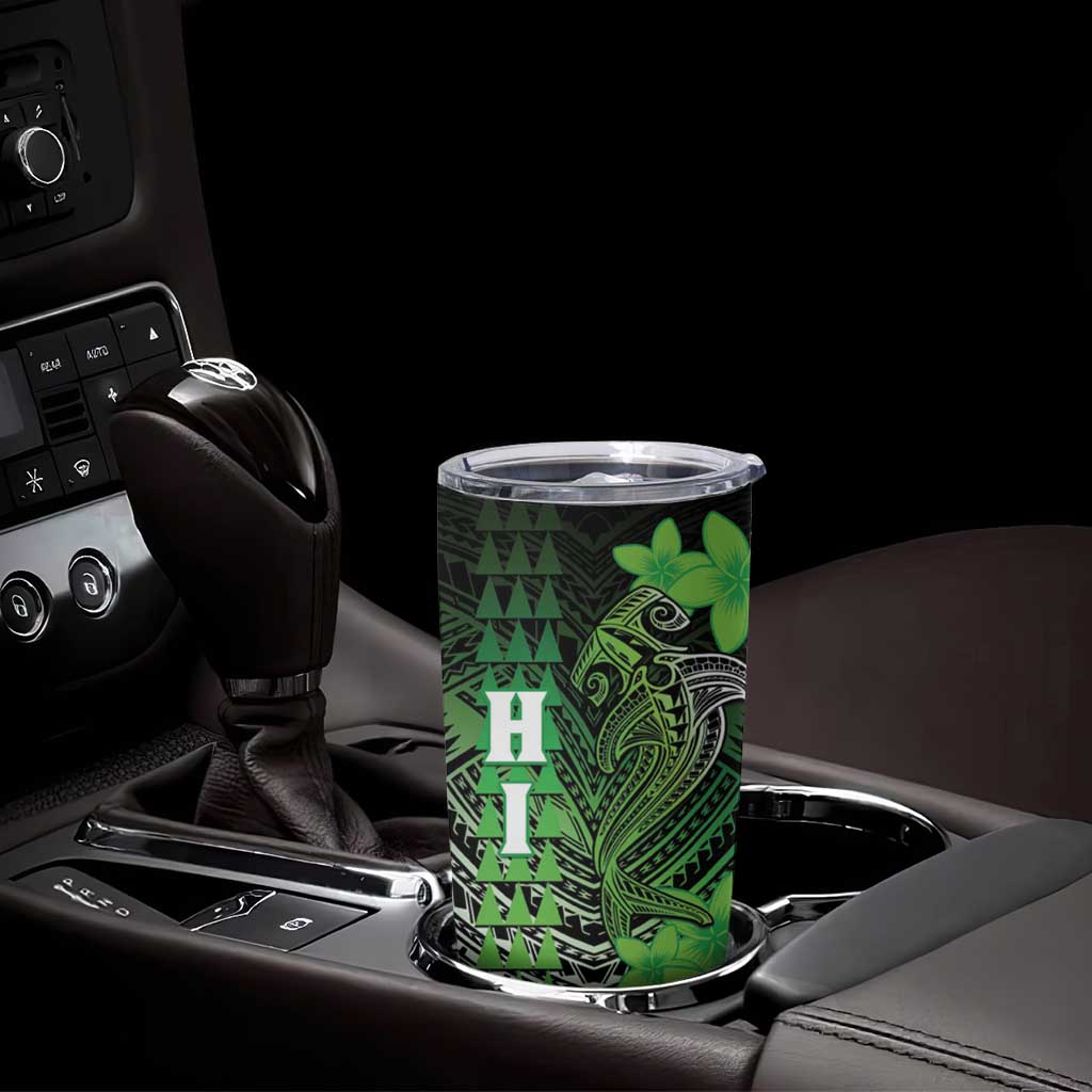 Personalized Hawaii Tumbler Cup Hammerhead Shark Kakau Polynesian Tribal Green LT05 - Polynesian Pride