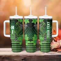 Personalized Hawaii Tumbler With Handle Hammerhead Shark Kakau Polynesian Tribal Green LT05 - Polynesian Pride