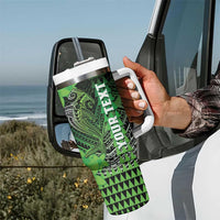 Personalized Hawaii Tumbler With Handle Hammerhead Shark Kakau Polynesian Tribal Green LT05 - Polynesian Pride