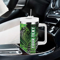 Personalized Hawaii Tumbler With Handle Hammerhead Shark Kakau Polynesian Tribal Green LT05 - Polynesian Pride