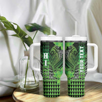 Personalized Hawaii Tumbler With Handle Hammerhead Shark Kakau Polynesian Tribal Green LT05 - Polynesian Pride
