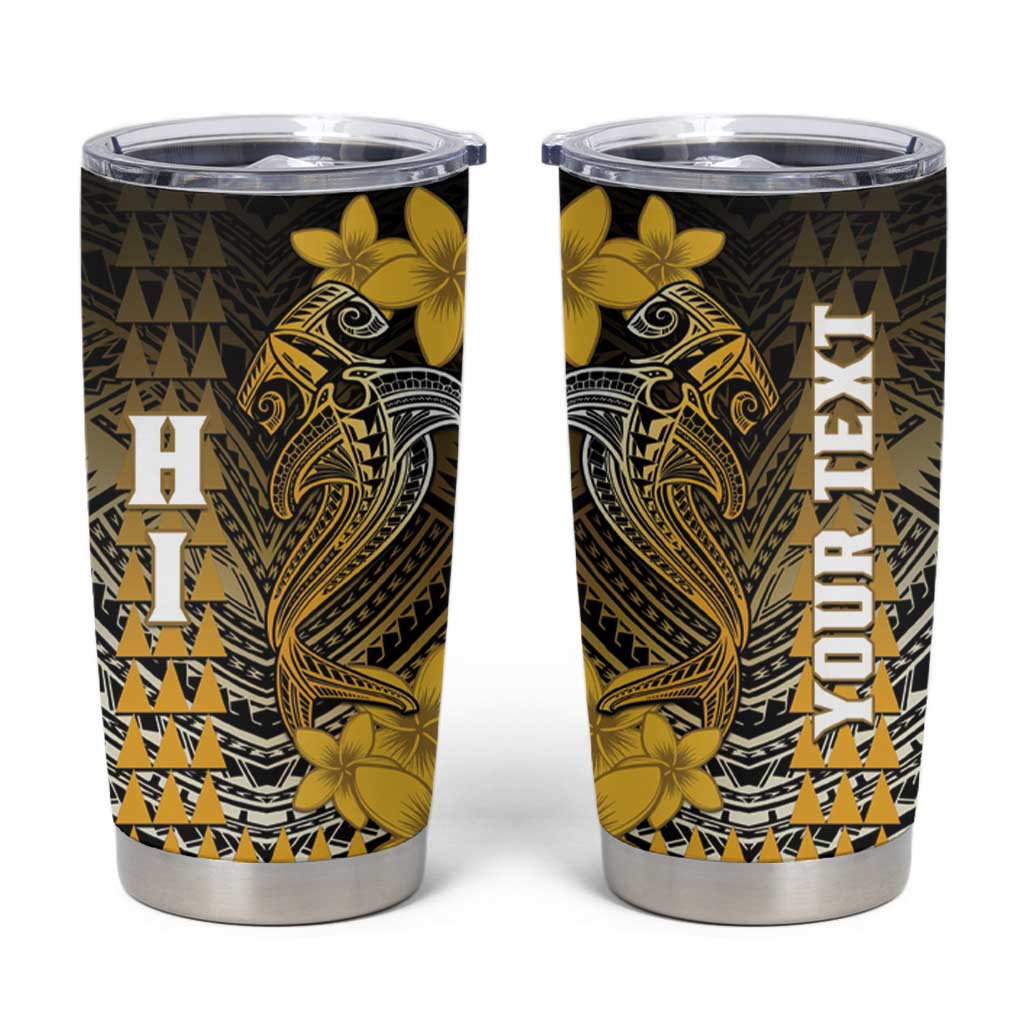 Personalized Hawaii Tumbler Cup Hammerhead Shark Kakau Polynesian Tribal Gold LT05 Gold - Polynesian Pride