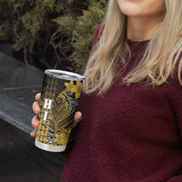 Personalized Hawaii Tumbler Cup Hammerhead Shark Kakau Polynesian Tribal Gold LT05 - Polynesian Pride