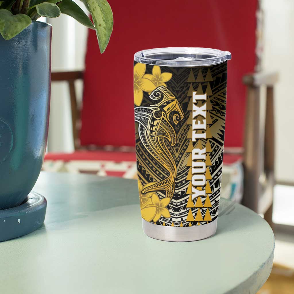 Personalized Hawaii Tumbler Cup Hammerhead Shark Kakau Polynesian Tribal Gold LT05 - Polynesian Pride