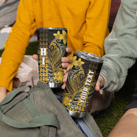 Personalized Hawaii Tumbler Cup Hammerhead Shark Kakau Polynesian Tribal Gold LT05 - Polynesian Pride