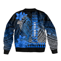 Personalized Hawaii Bomber Jacket Hammerhead Shark Kakau Polynesian Tribal Blue LT05 - Polynesian Pride